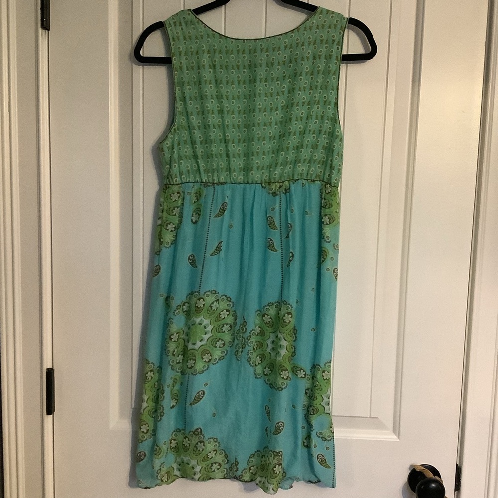 Studio M Aqua and Lime Patterned Mini Dress - Picture 4 of 6